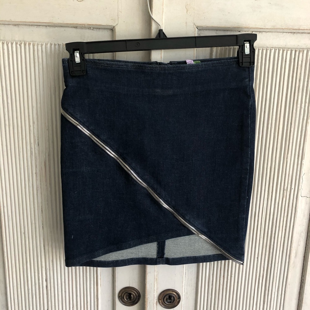 RTA intermix denim zipper cross mini skirt, 25